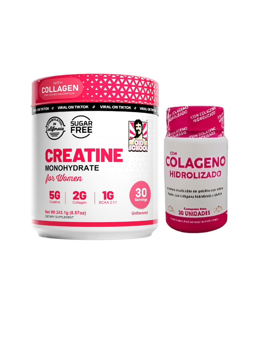 Old School - Creatina Para Mujeres + Colágeno Hidrolizado X 30 Cápsulas