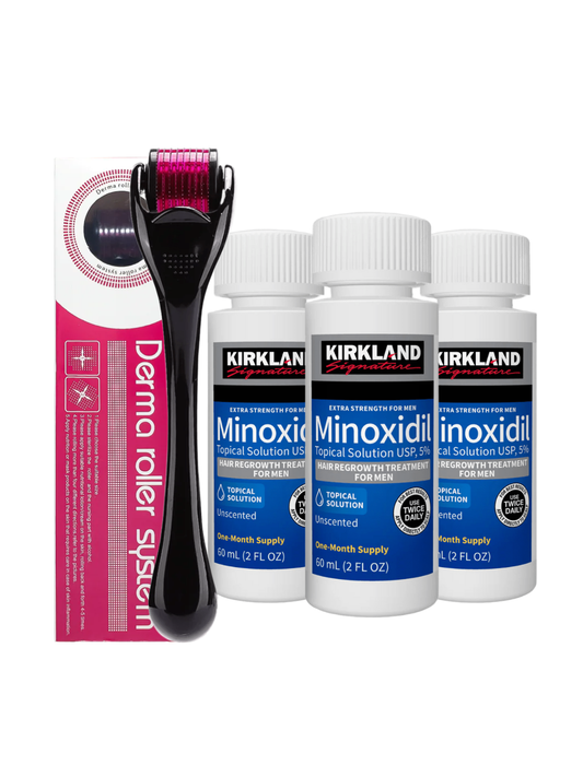 KIT Minoxidil Kirkland 5% X 3 unidades + Dermarroller