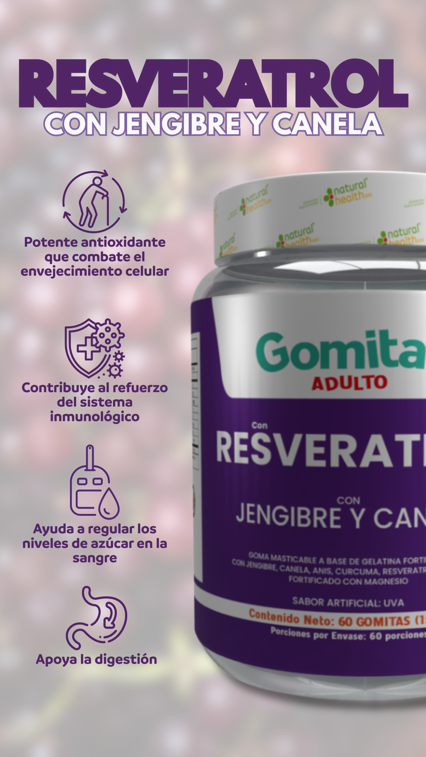 Gomitas de Resveratrol con Jengibre y Canela