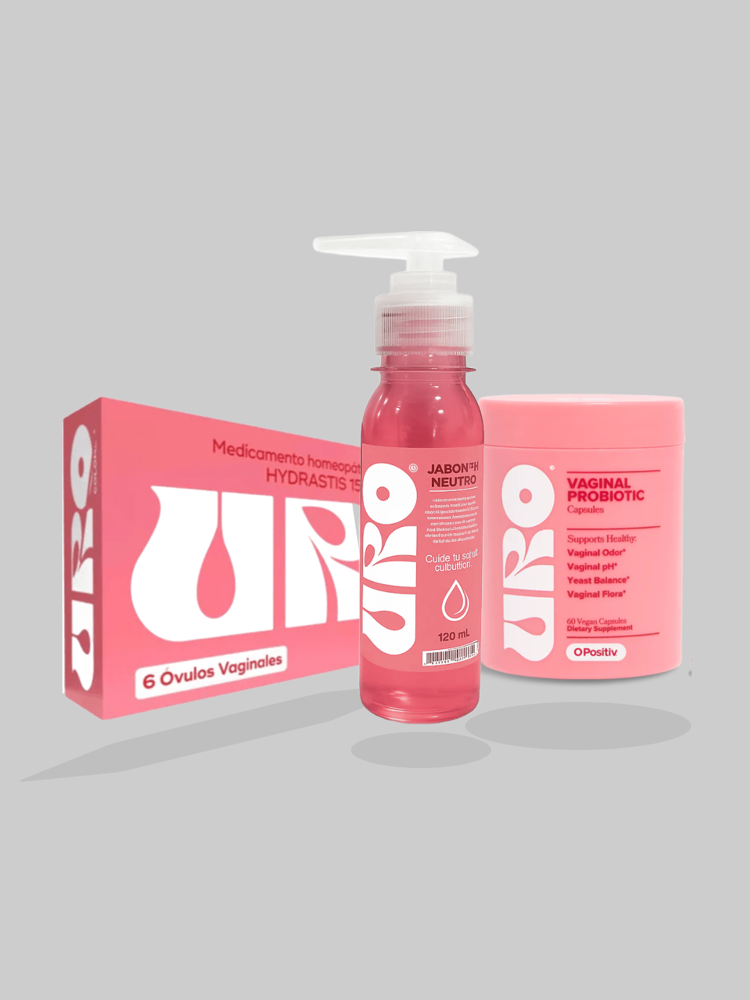 URO - Cápsulas Probióticos + Jabón Íntimo + Óvulos Vaginales