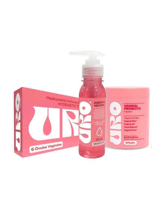 URO - Cápsulas Probióticos + Jabón Íntimo + Óvulos Vaginales