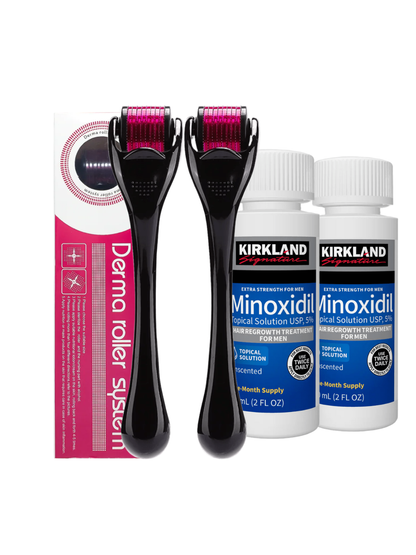KIT Minoxidil Kirkland 5% X 2 unidades + Dermarroller X 2 unidades
