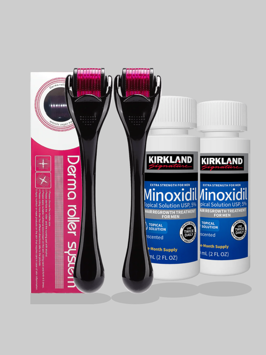 KIT Minoxidil Kirkland 5% X 2 unidades + Dermarroller X 2 unidades