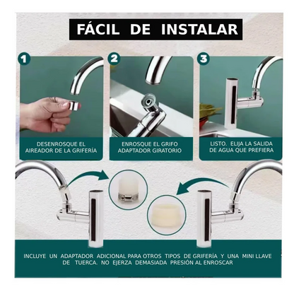 Adaptador Extensor Para Grifo 4 en 1 Giratorio 360°
